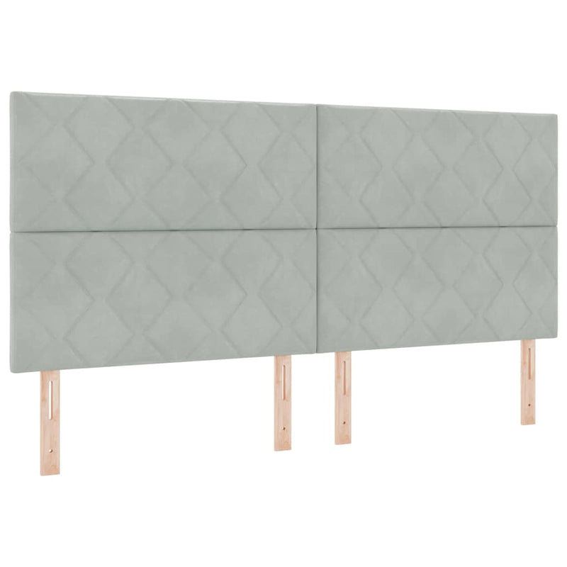 vidaXL Ágykeret fejtámlával Világosszürke 200 x 200 cm Bársony