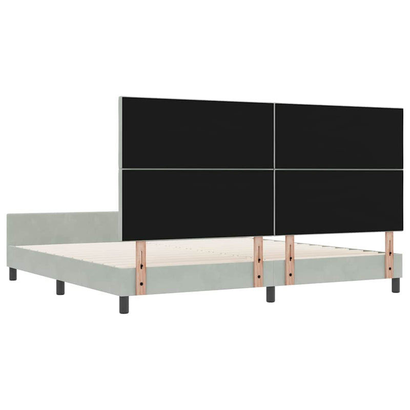 vidaXL Ágykeret fejtámlával Világosszürke 200 x 200 cm Bársony