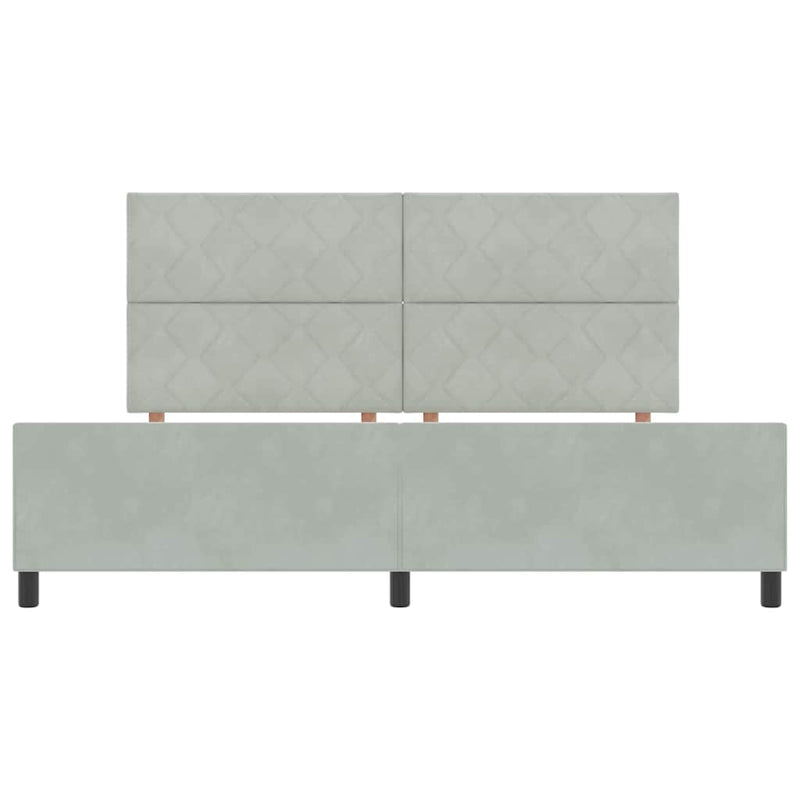 vidaXL Ágykeret fejtámlával Világosszürke 200 x 200 cm Bársony