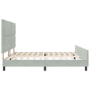 vidaXL Boxrugós ágy fejtámlával Világosszürke 200 x 200 cm Bársony