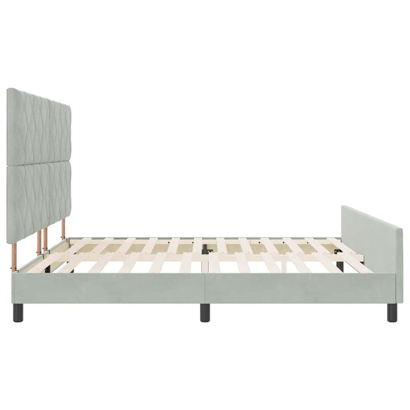 vidaXL Ágykeret fejtámlával Világosszürke 200 x 200 cm Bársony