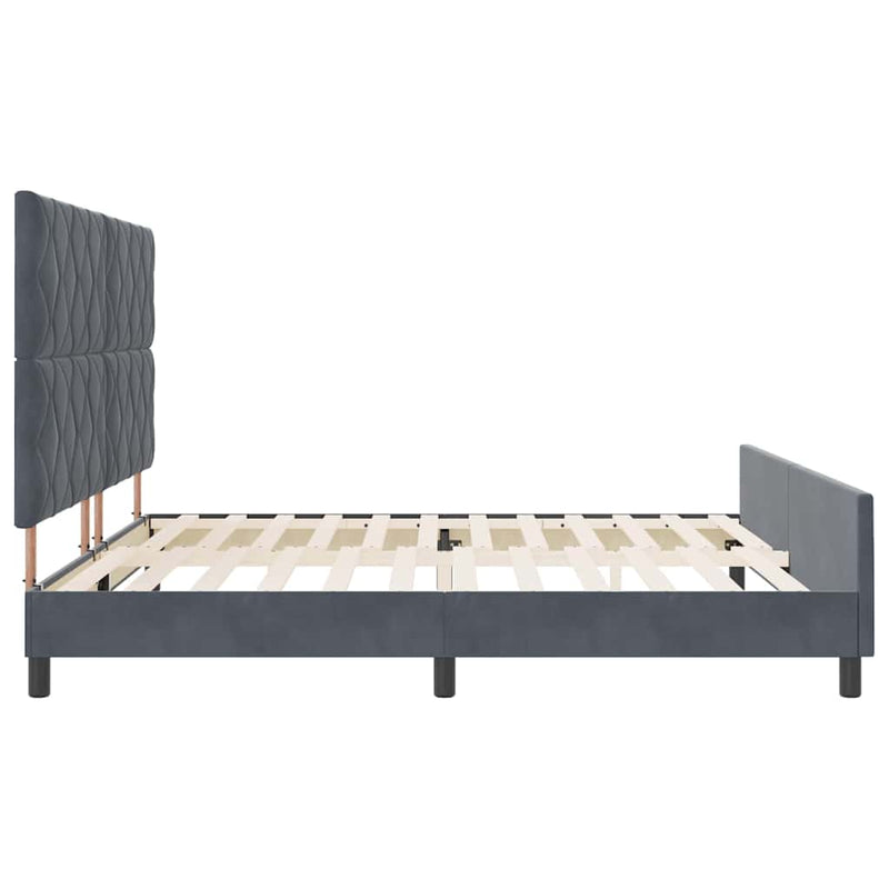 vidaXL Ágykeret fejtámlával Sötétszürke 200 x 200 cm Bársony