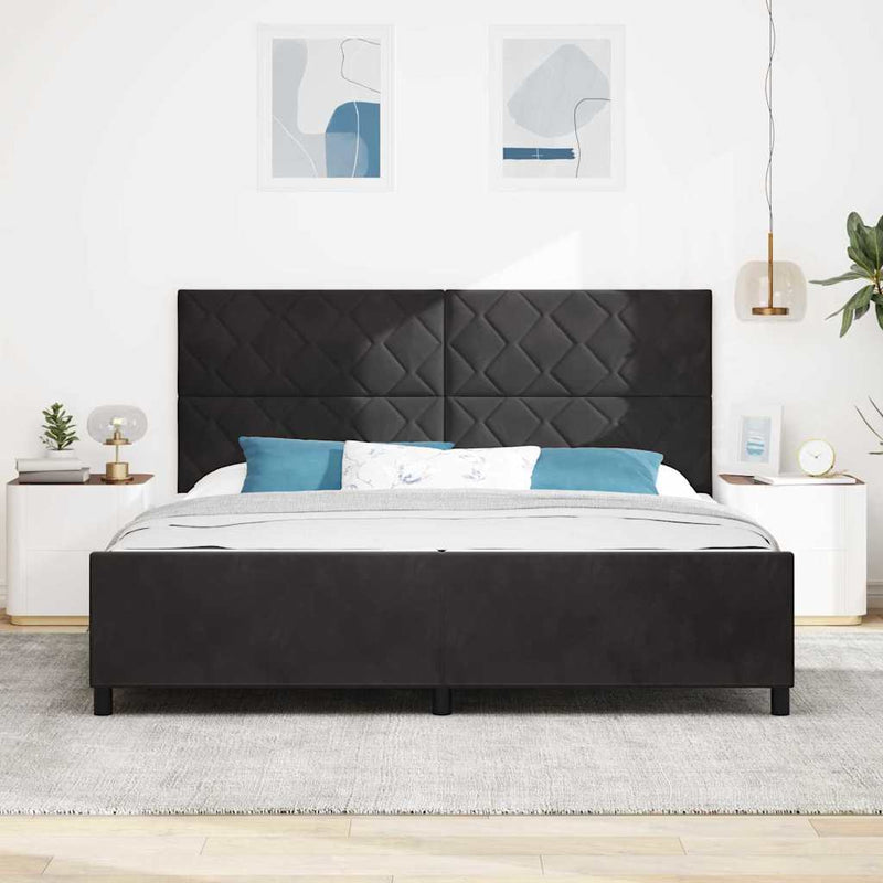 vidaXL Ágykeret fejtámlával Fekete 200 x 200 cm Bársony