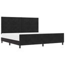 vidaXL Boxrugós ágy fejtámlával Fekete 200 x 200 cm Bársony