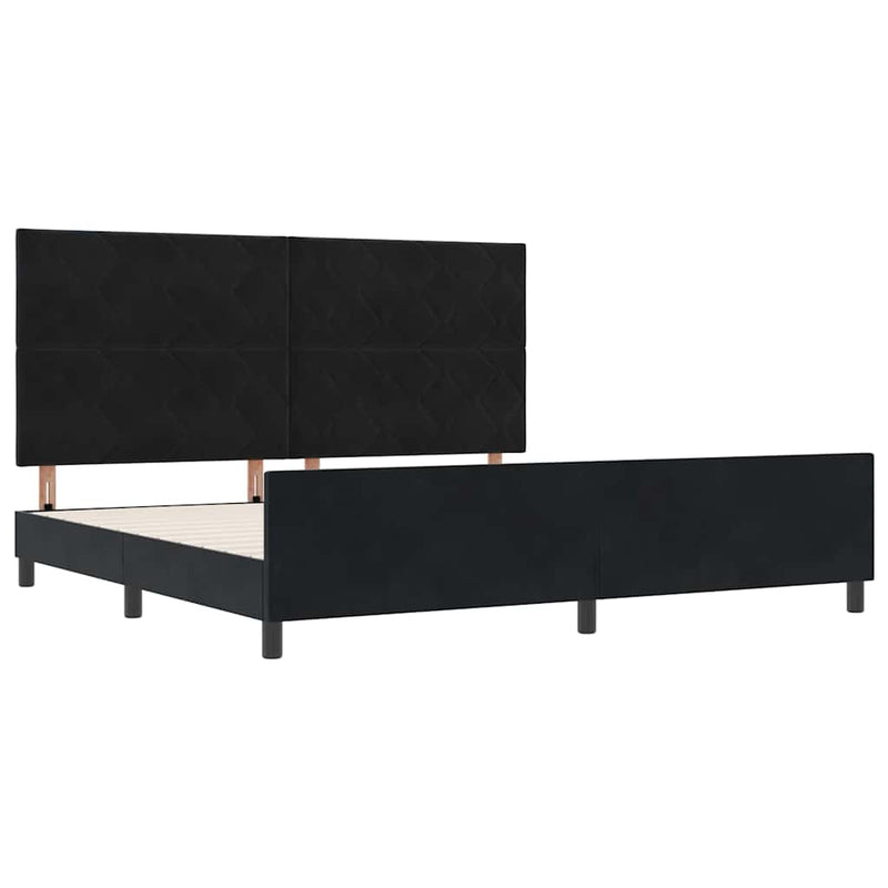 vidaXL Ágykeret fejtámlával Fekete 200 x 200 cm Bársony