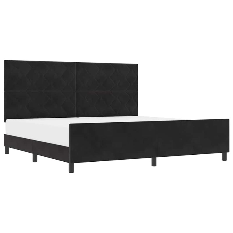 vidaXL Ágykeret fejtámlával Fekete 200 x 200 cm Bársony