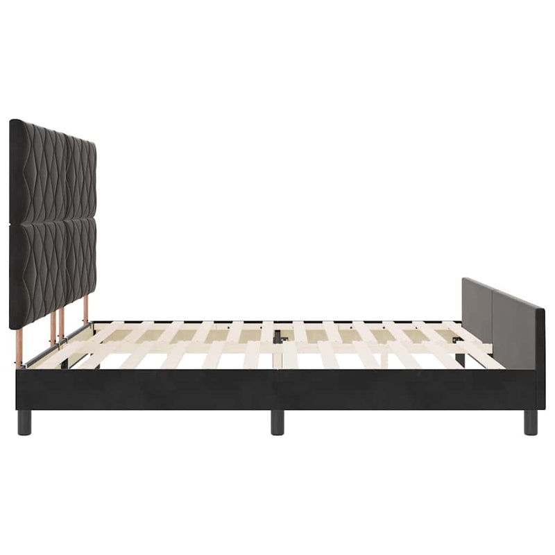 vidaXL Ágykeret fejtámlával Fekete 200 x 200 cm Bársony