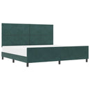 vidaXL Boxrugós ágy fejtámlával Sötétzöld 200 x 200 cm Bársony