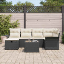 vidaXL Kerti Kanapé Szett 7 db Fekete és Krém 55 x 55 x 37 cm