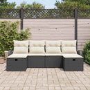 vidaXL Kanapé Szett 6 db Fekete és Krém 234 x 117 x 85 cm polirattan