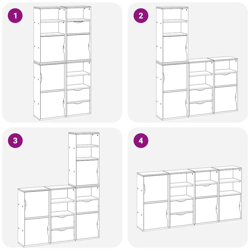 vidaXL 4 db fehér tömörfa fenyőfa oldalsó szekrény ODDA 40x24x79 cm