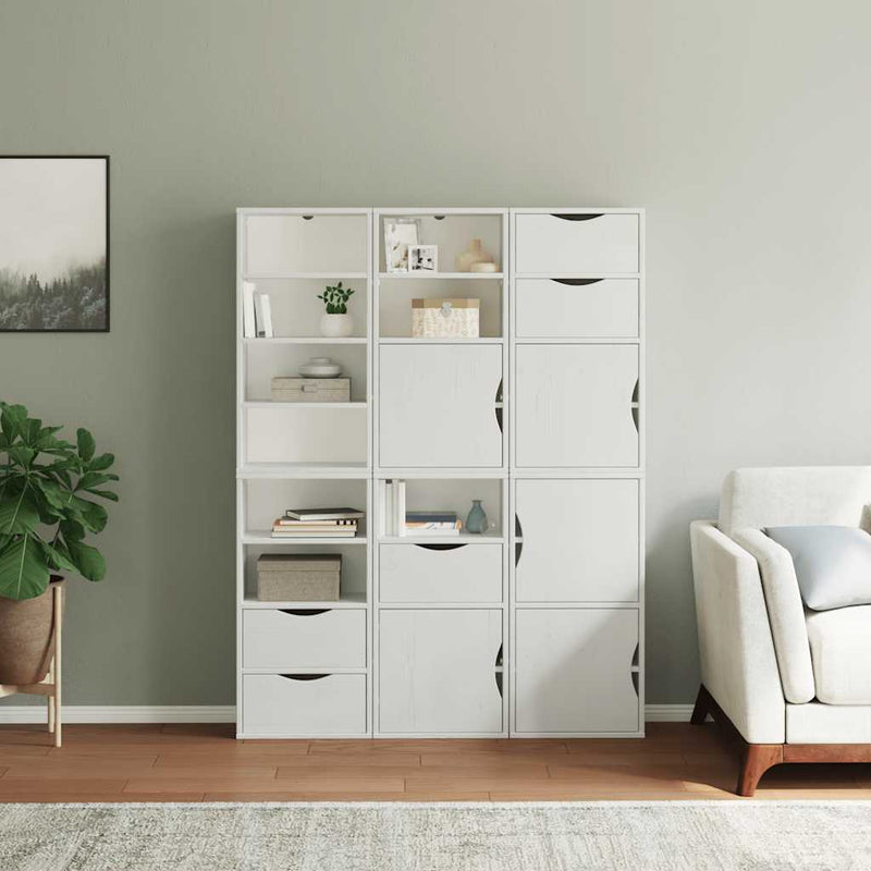 vidaXL 6 db fehér tömörfa fenyőfa oldalsó szekrény ODDA 40x24x79 cm