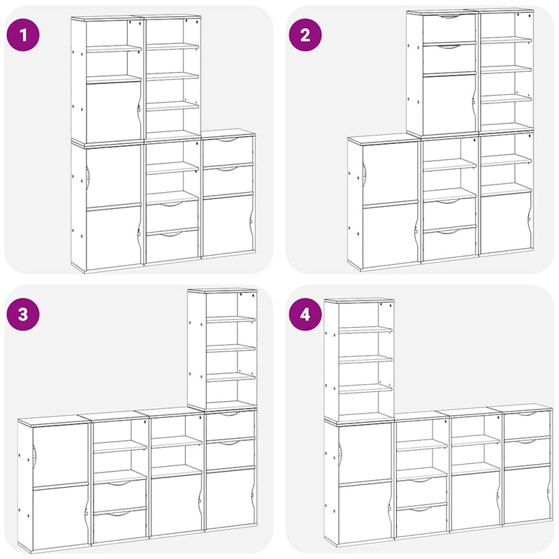 vidaXL 5 db fehér tömörfa fenyőfa oldalsó szekrény ODDA 40x24x79 cm