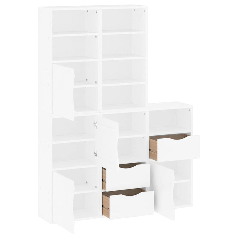 vidaXL 5 db fehér tömörfa fenyőfa oldalsó szekrény ODDA 40x24x79 cm