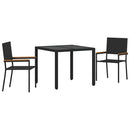 vidaXL Kert étkező szett 3 pcs Fekete polirattan