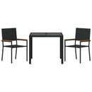 vidaXL Kert étkező szett 3 pcs Fekete polirattan
