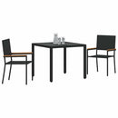 vidaXL Kert étkező szett 3 pcs Fekete polirattan