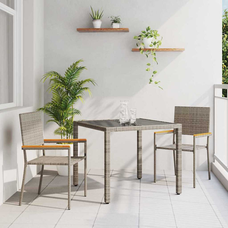 vidaXL Kert étkező szett 3 pcs Szürke és Barna 90 x 90 x 75 cm