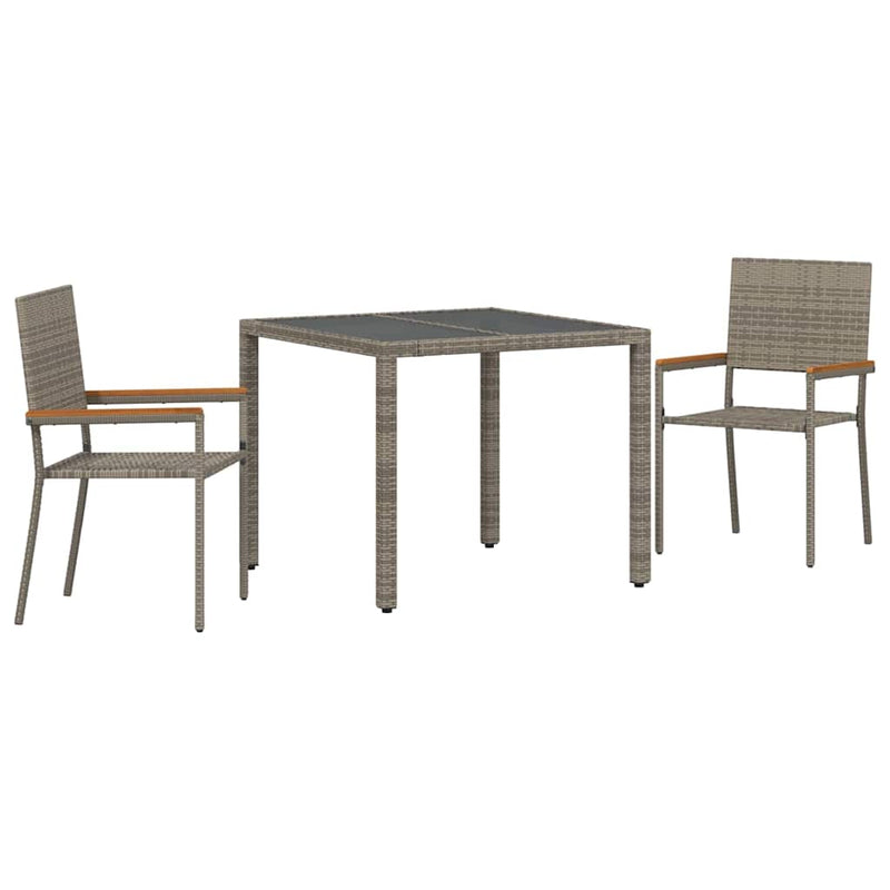 vidaXL Kert étkező szett 3 pcs Szürke és Barna 90 x 90 x 75 cm