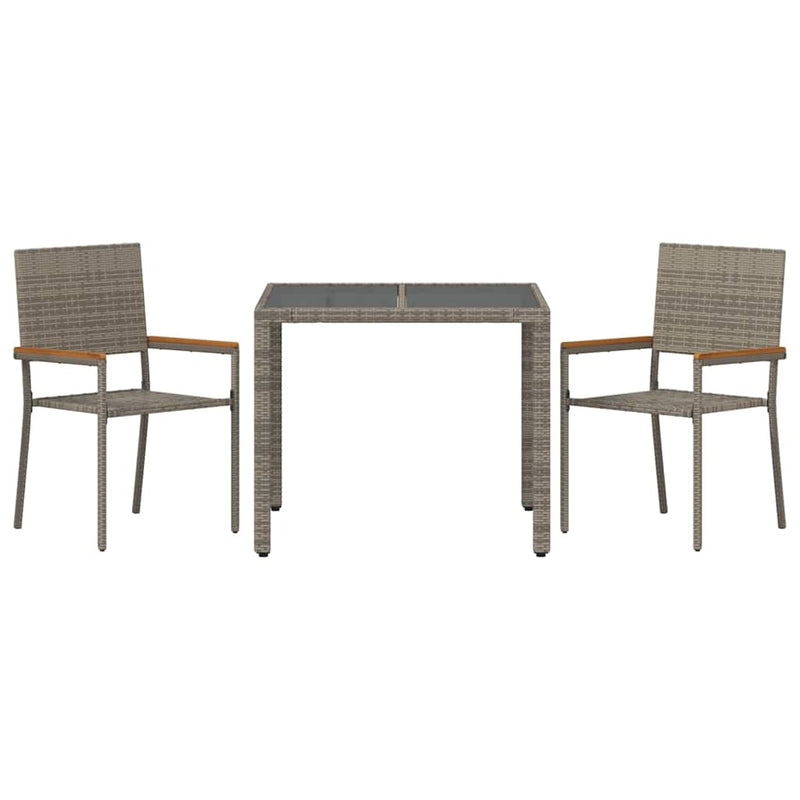 vidaXL Kert étkező szett 3 pcs Szürke és Barna 90 x 90 x 75 cm