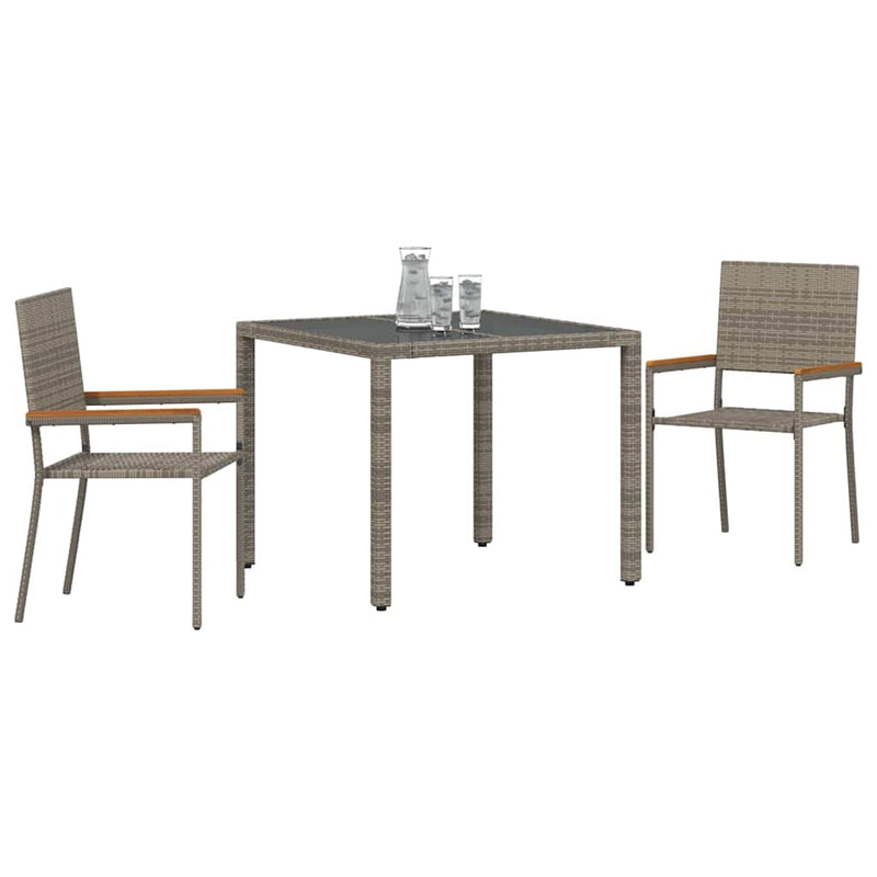 vidaXL Kert étkező szett 3 pcs Szürke és Barna 90 x 90 x 75 cm