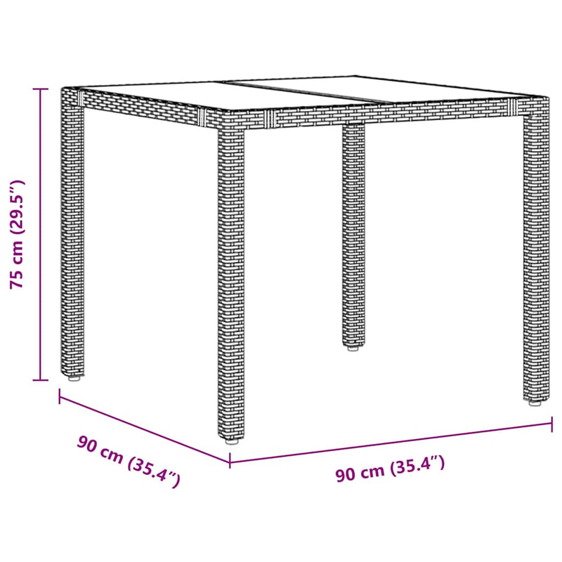 vidaXL Kert étkező szett 3 pcs Szürke és Barna 90 x 90 x 75 cm