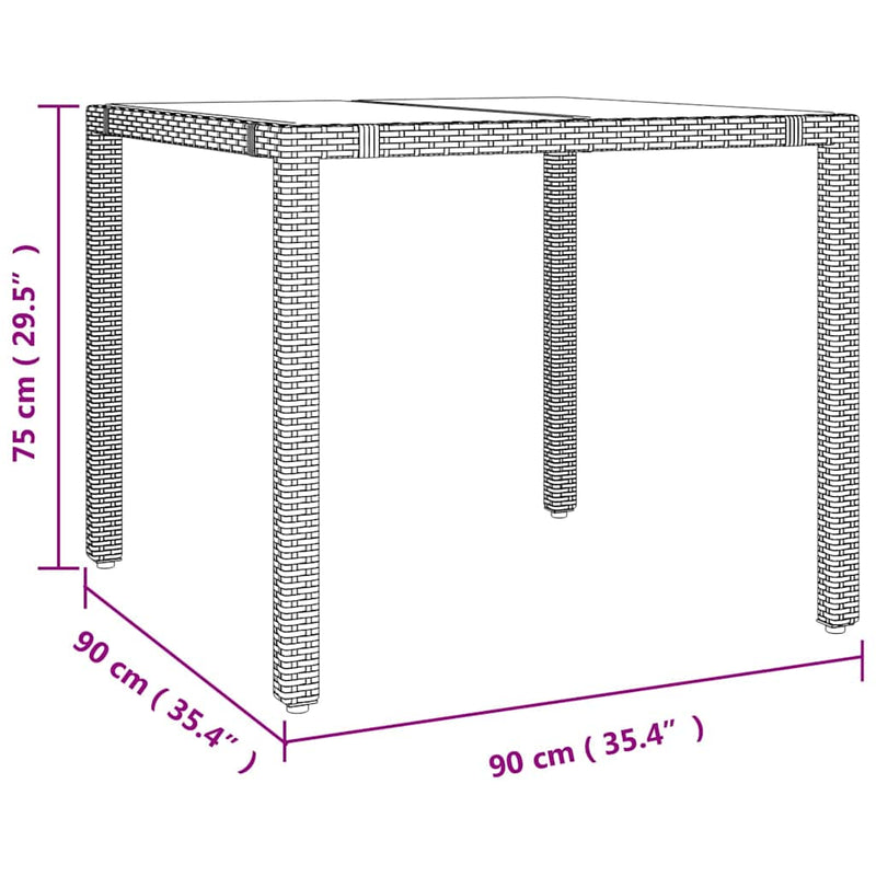 vidaXL Kert étkező szett 3 pcs Bézs 90 x 90 x 75 cm polirattan
