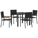 vidaXL Kert étkező szett 5 pcs Fekete 90 x 90 x 75 cm polirattan