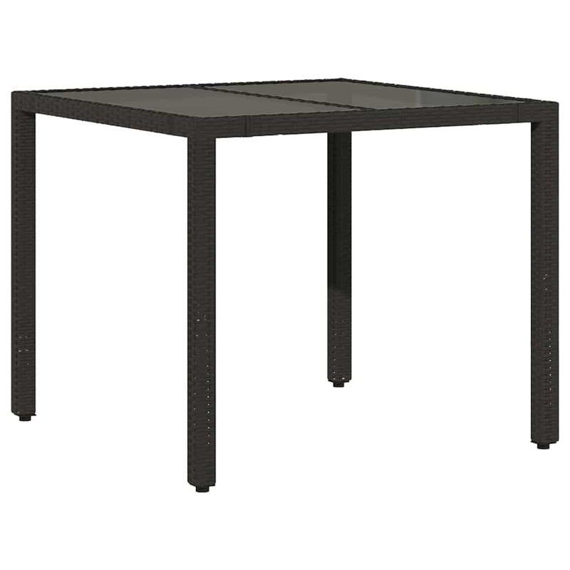 vidaXL Kert étkező szett 5 pcs Fekete 90 x 90 x 75 cm polirattan