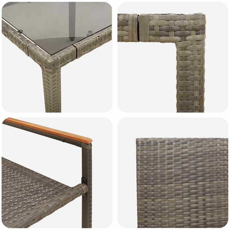 vidaXL Kert étkező szett 5 pcs Szürke 90 x 90 x 75 cm polirattan