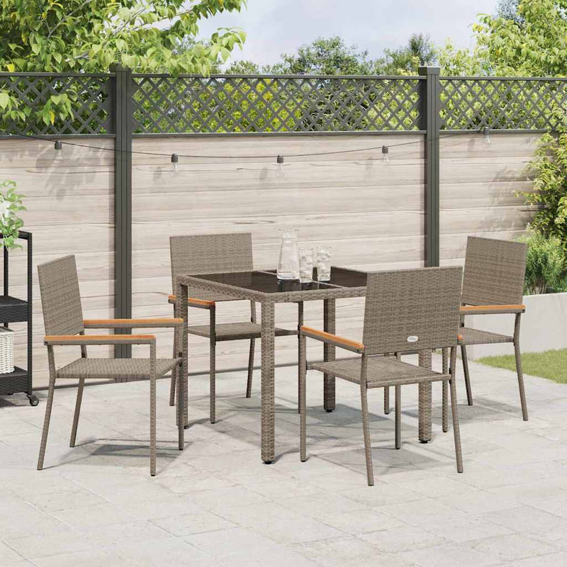 vidaXL Kert étkező szett 5 pcs Szürke 90 x 90 x 75 cm polirattan