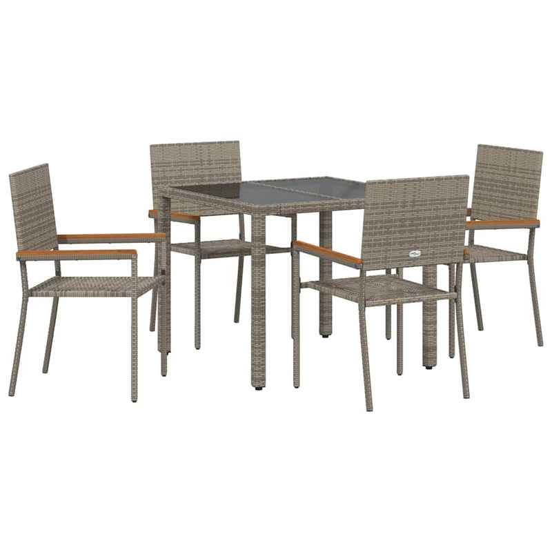 vidaXL Kert étkező szett 5 pcs Szürke 90 x 90 x 75 cm polirattan