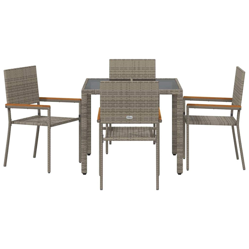 vidaXL Kert étkező szett 5 pcs Szürke 90 x 90 x 75 cm polirattan