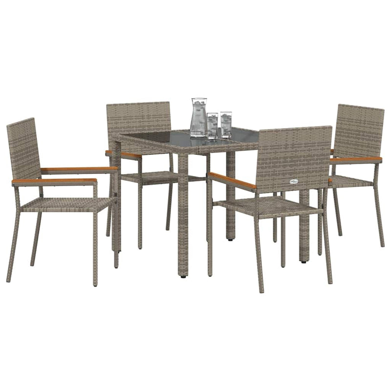vidaXL Kert étkező szett 5 pcs Szürke 90 x 90 x 75 cm polirattan