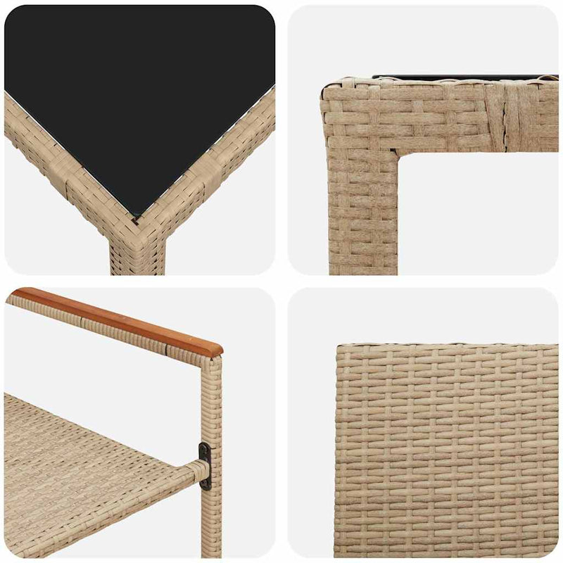 vidaXL Kert étkező szett 5 pcs Bézs 90 x 90 x 75 cm polirattan