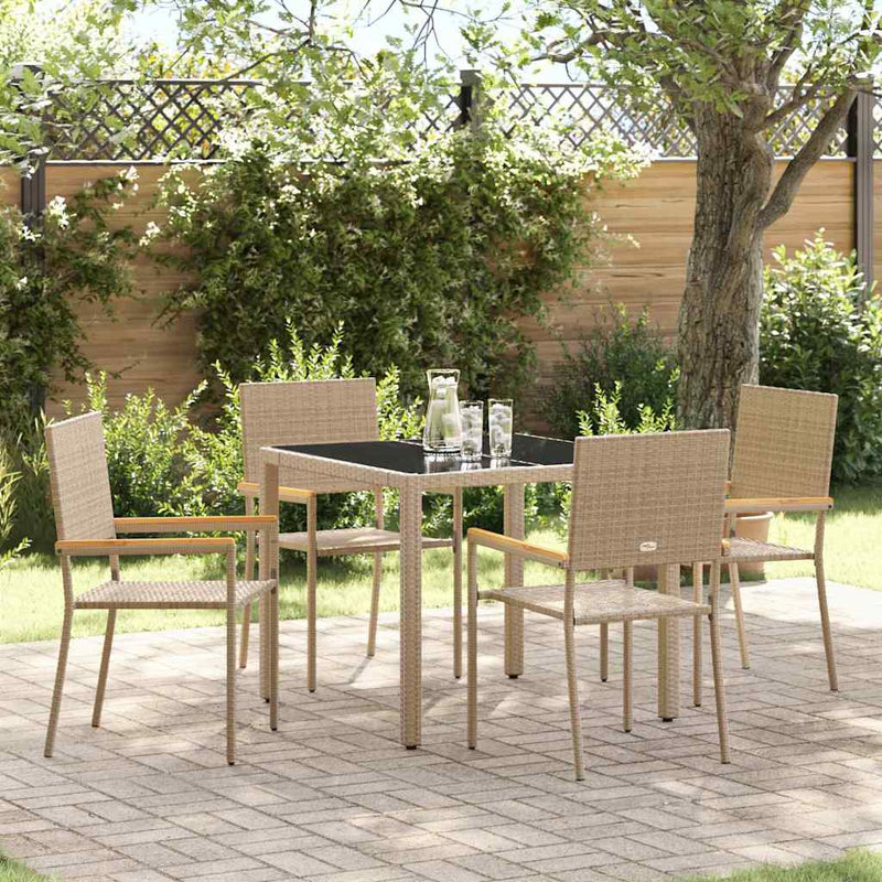 vidaXL Kert étkező szett 5 pcs Bézs 90 x 90 x 75 cm polirattan