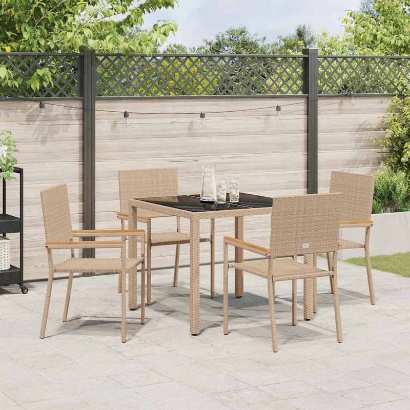 vidaXL Kert étkező szett 5 pcs Bézs 90 x 90 x 75 cm polirattan