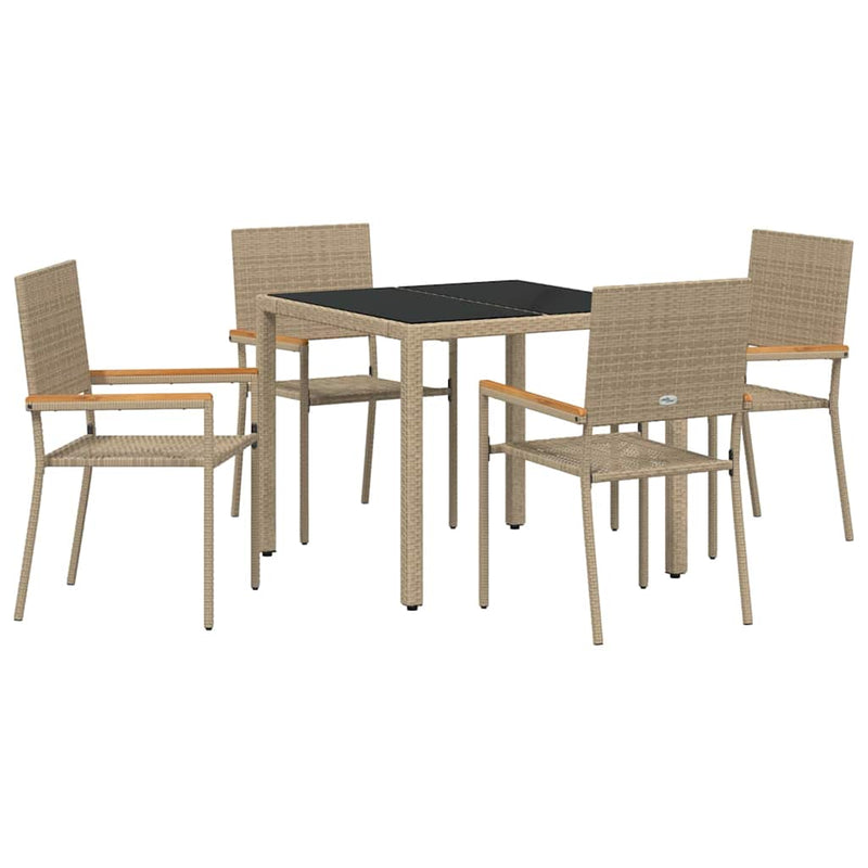 vidaXL Kert étkező szett 5 pcs Bézs 90 x 90 x 75 cm polirattan
