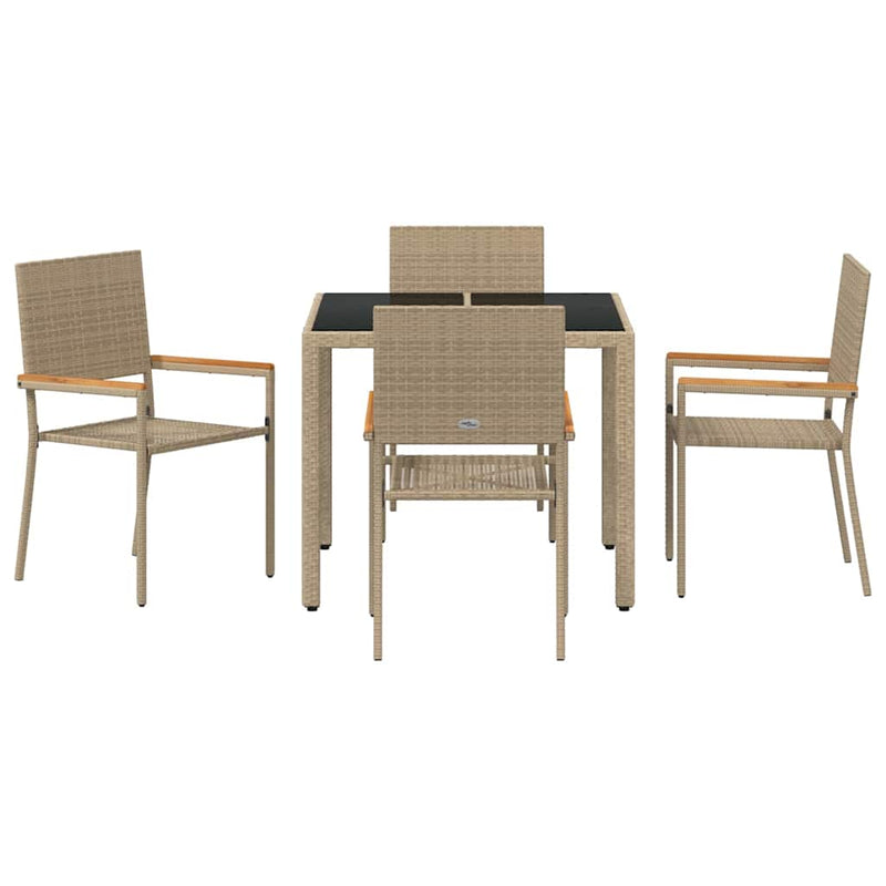 vidaXL Kert étkező szett 5 pcs Bézs 90 x 90 x 75 cm polirattan