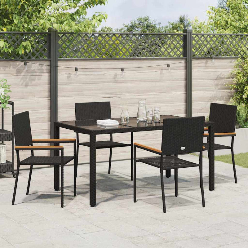 vidaXL Kert étkező szett 5 pcs Fekete 150 x 90 x 75 cm polirattan
