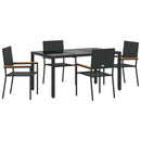 vidaXL Kert étkező szett 5 pcs Fekete polirattan
