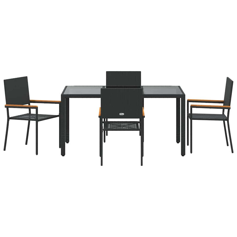 vidaXL Kert étkező szett 5 pcs Fekete 150 x 90 x 75 cm polirattan