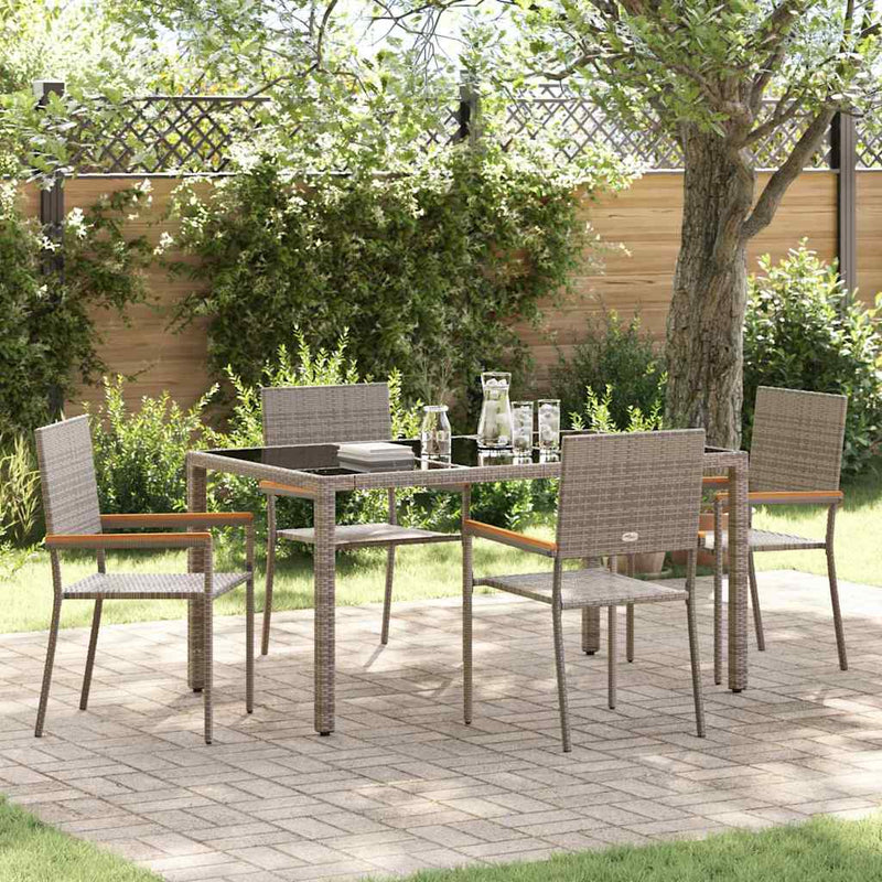 vidaXL Kert étkező szett 5 pcs Szürke 150 x 90 x 75 cm polirattan