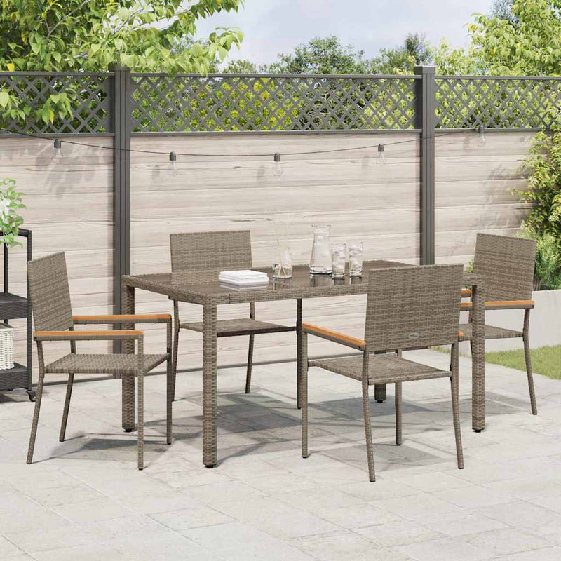 vidaXL Kert étkező szett 5 pcs Szürke 150 x 90 x 75 cm polirattan
