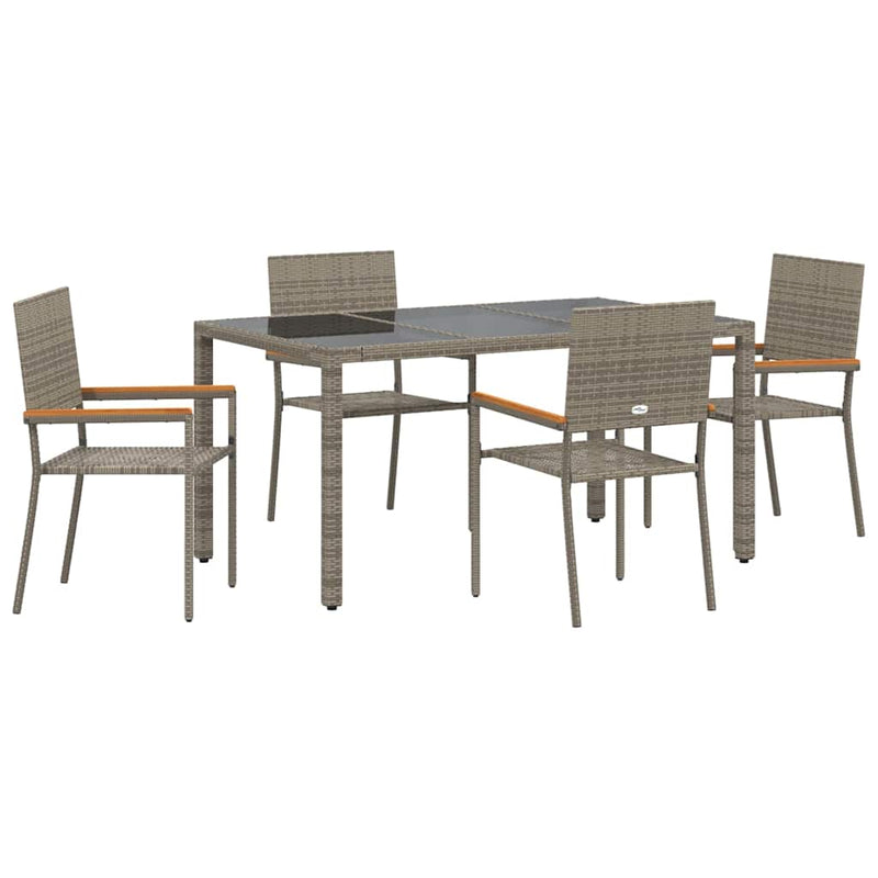 vidaXL Kert étkező szett 5 pcs Szürke 150 x 90 x 75 cm polirattan