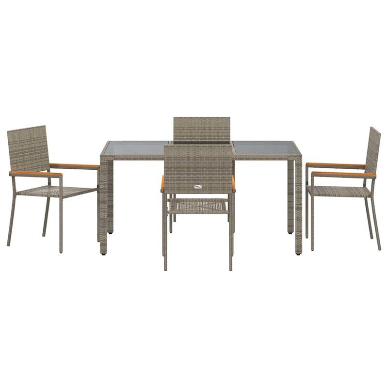 vidaXL Kert étkező szett 5 pcs Szürke 150 x 90 x 75 cm polirattan
