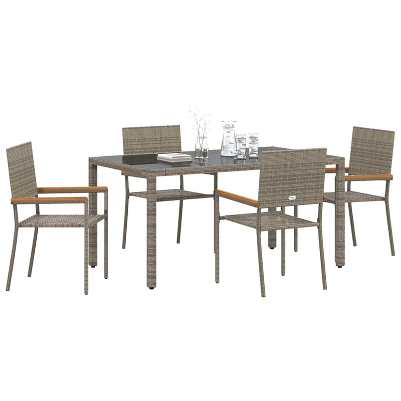 vidaXL Kert étkező szett 5 pcs Szürke 150 x 90 x 75 cm polirattan