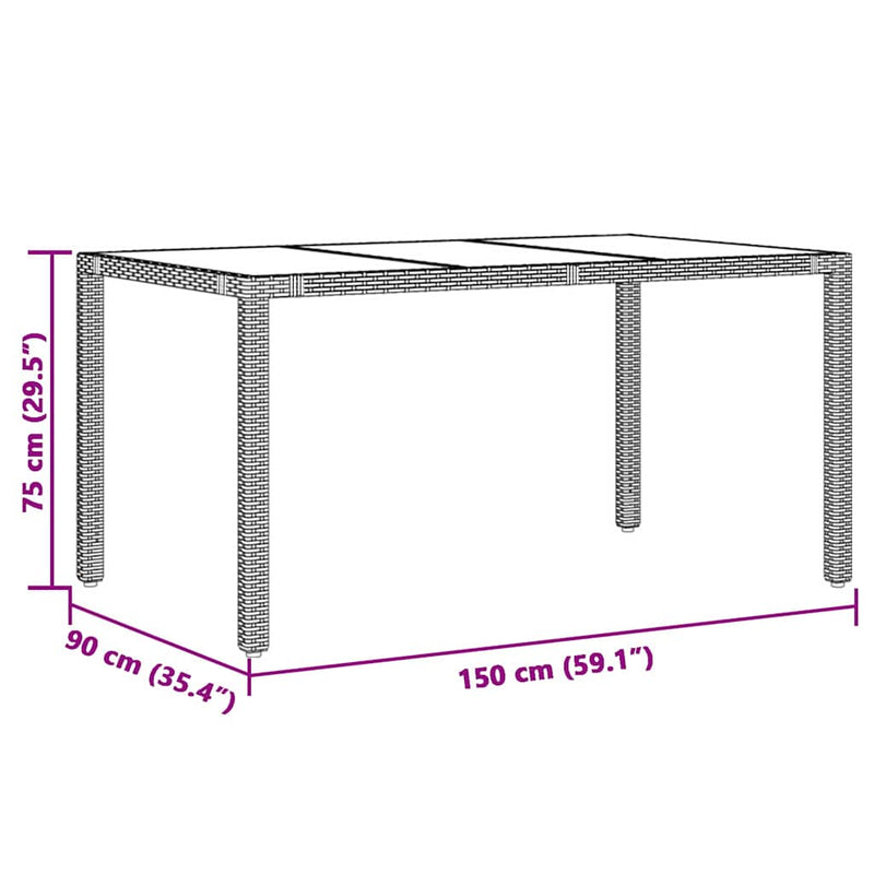 vidaXL Kert étkező szett 5 pcs Szürke 150 x 90 x 75 cm polirattan