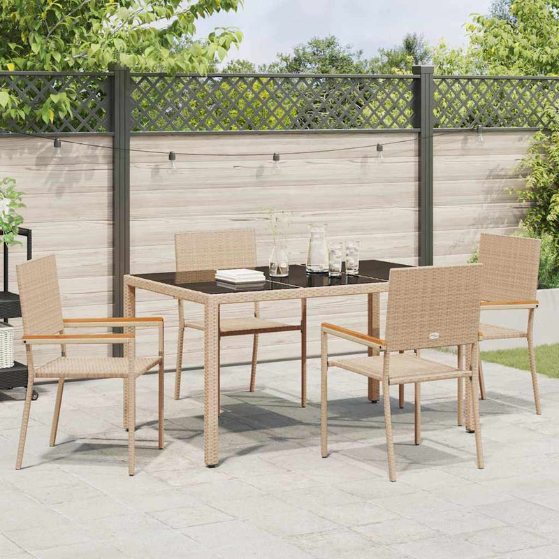 vidaXL Kert étkező szett 5 pcs Bézs 150 x 90 x 75 cm polirattan