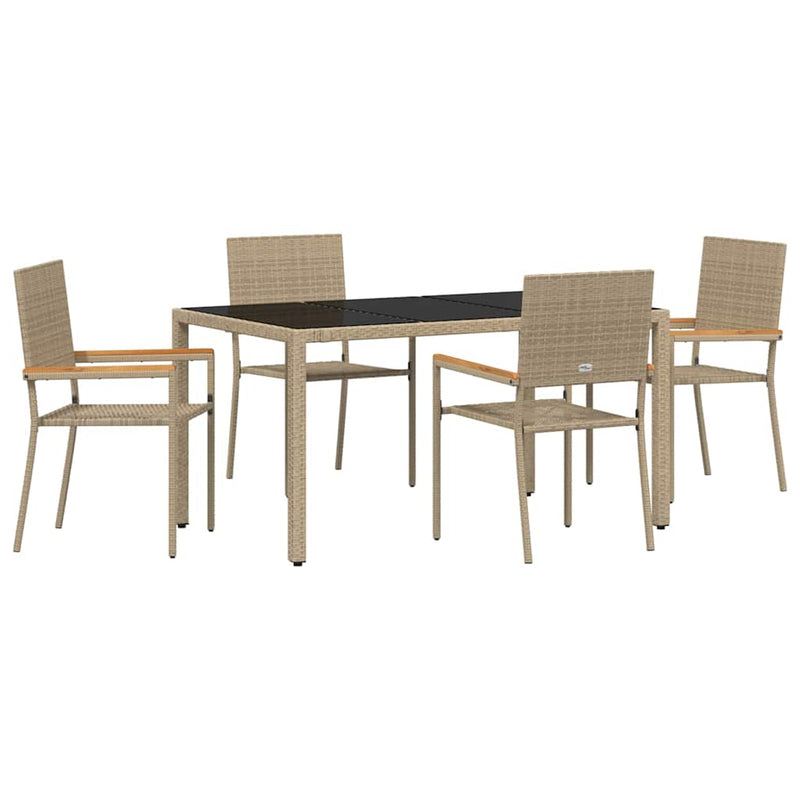 vidaXL Kert étkező szett 5 pcs Bézs 150 x 90 x 75 cm polirattan